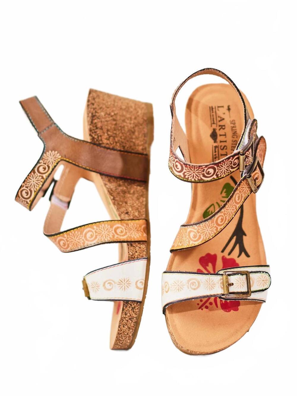 NEW SPRING STEP SHOES women's tanja heeled sandals in white multi